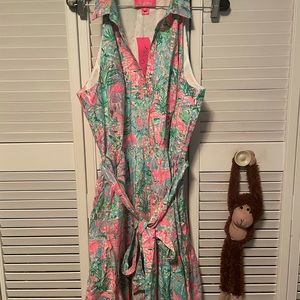 Trisha Belted Linex Stretch Shirtdress Size 16